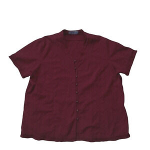 Penningtons Eyelet Red  Wine Cotton Blouse with Sheet Trim 18